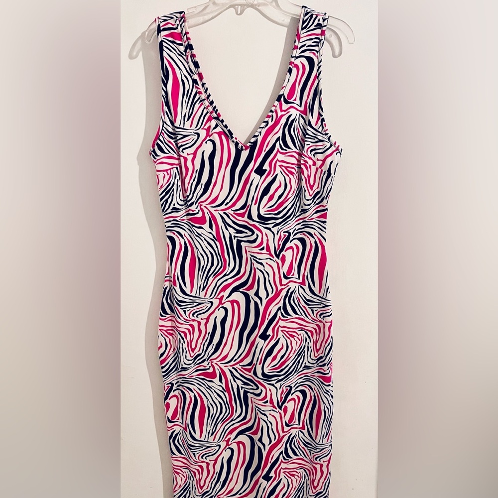 Pink, Black & White Fitted Tank Dress